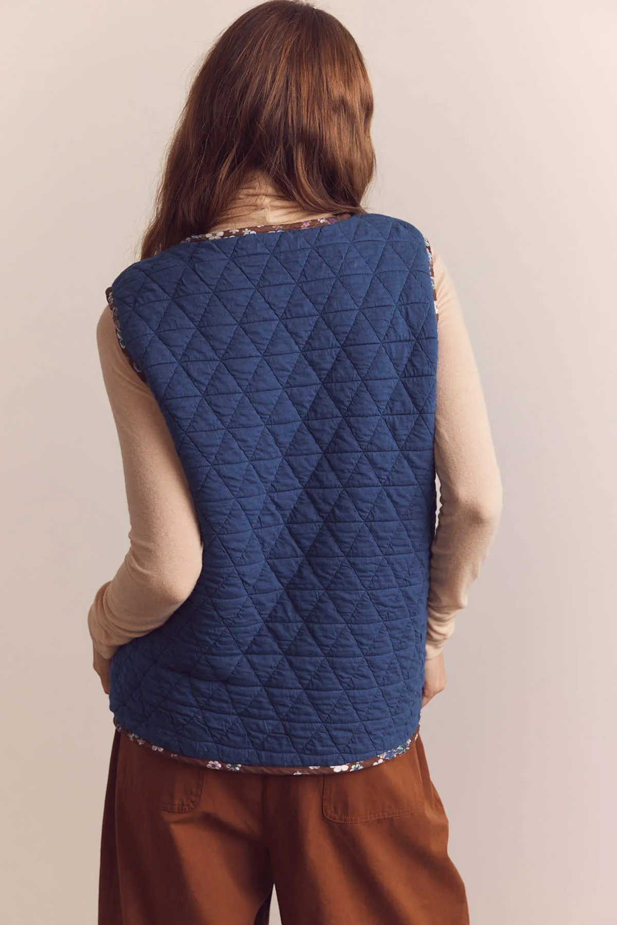 Wool Blend Shepherd Reversible Vest - Coco