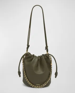 x Paula’s Ibiza Flamenco Bucket Bag in Napa Leather with Chain