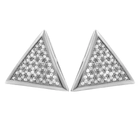 XL Triangle CZ Micro Pave Iced Out Earrings