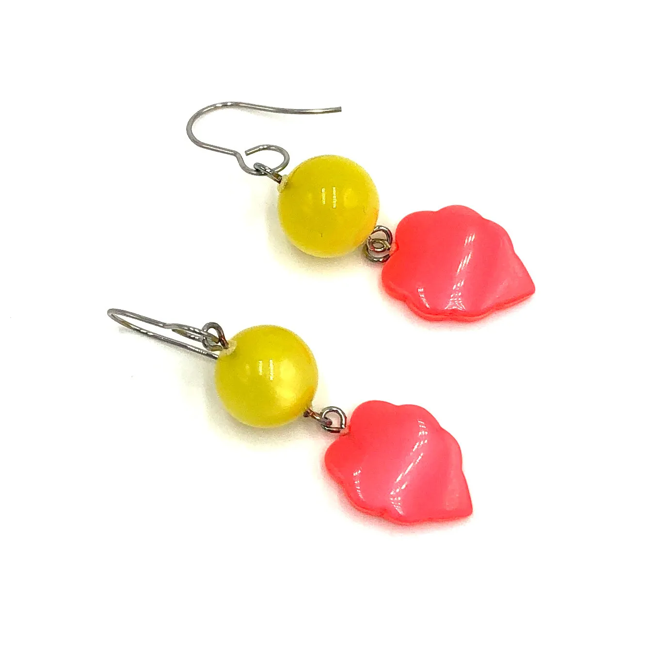 Yellow & Neon Orange Leaf Moonglow Statement Earrings