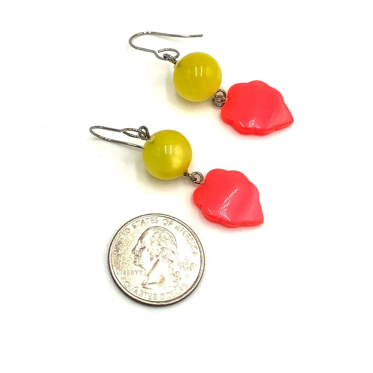 Yellow & Neon Orange Leaf Moonglow Statement Earrings