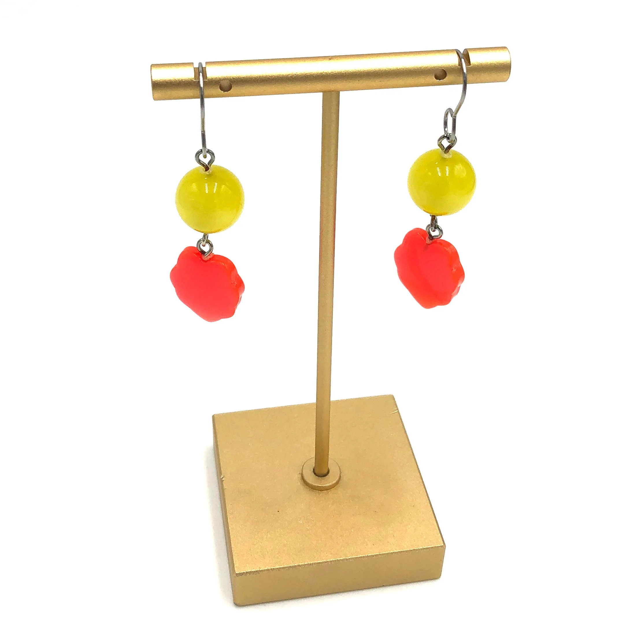 Yellow & Neon Orange Leaf Moonglow Statement Earrings