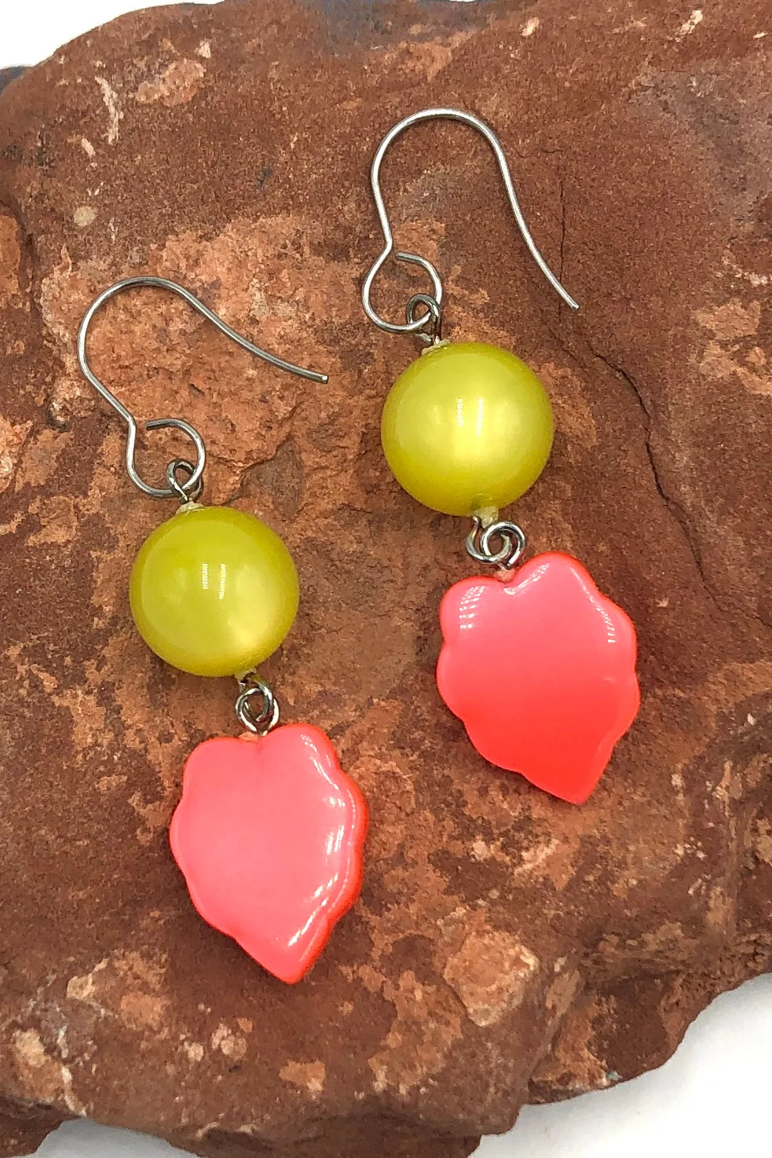 Yellow & Neon Orange Leaf Moonglow Statement Earrings