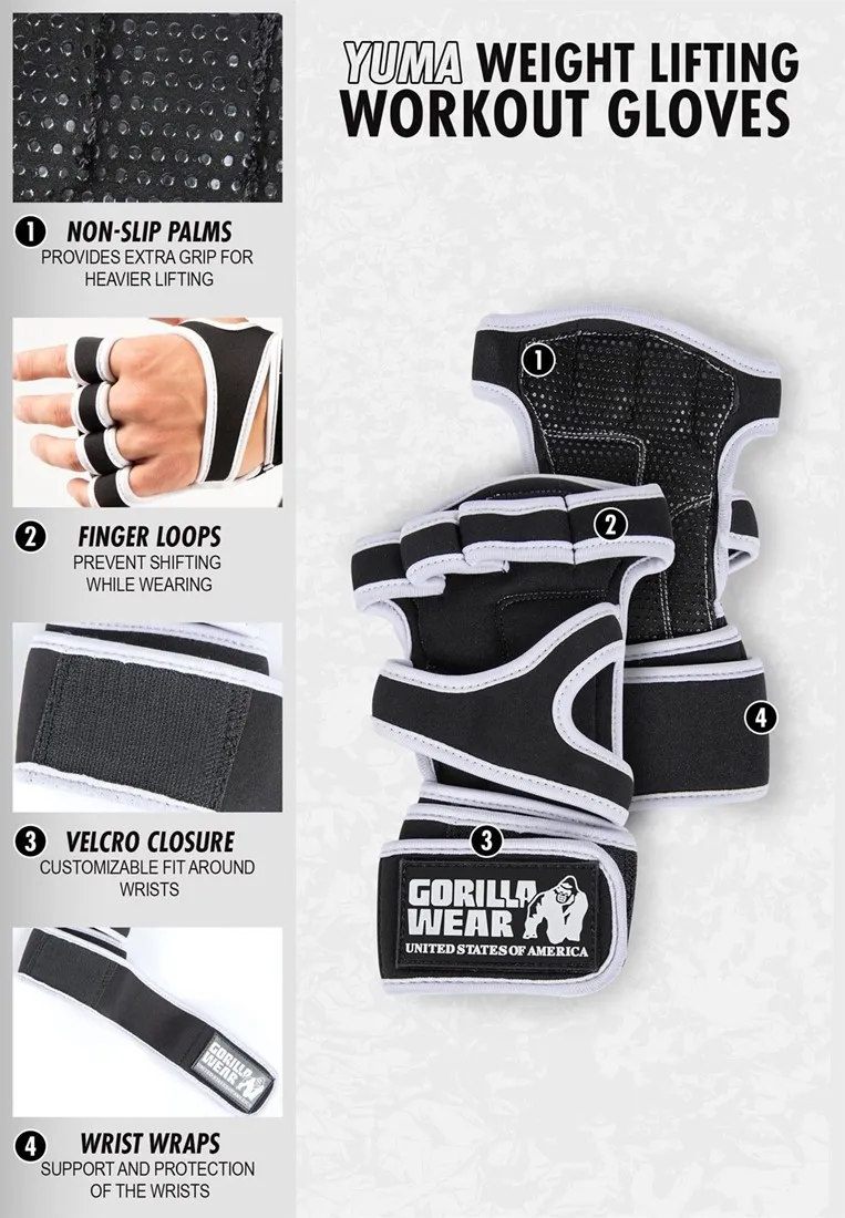 Yuma Weight Lifting Workout Gloves - Black - 3XL Gorilla Wear