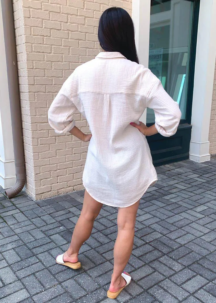 Z Supply Victoria Gauze Long Sleeve Tunic - White Sand