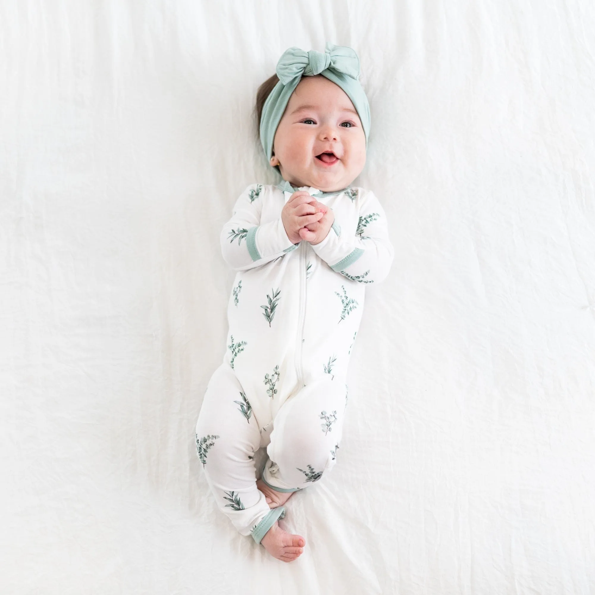 Zippered Romper in Eucalyptus