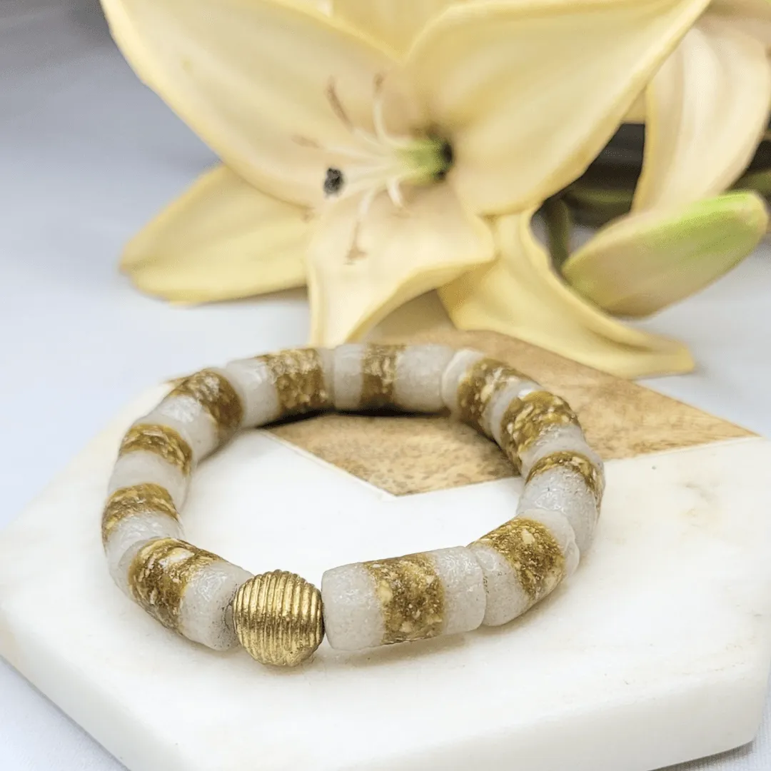 Zulana -  Milk Coffee | Sustainable Bracelet | African Recycled Glass