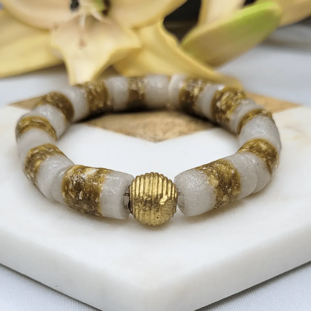 Zulana -  Milk Coffee | Sustainable Bracelet | African Recycled Glass