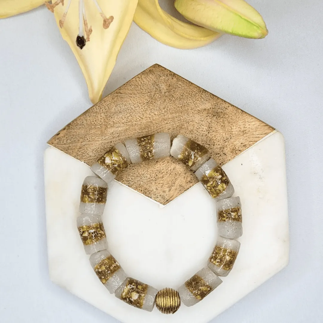 Zulana -  Milk Coffee | Sustainable Bracelet | African Recycled Glass