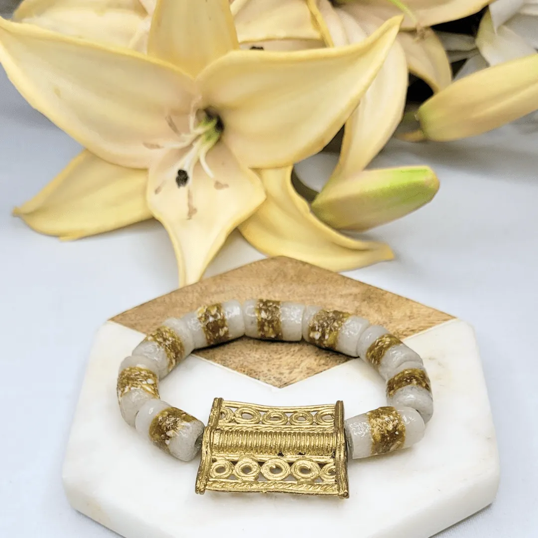 Zulana -  Milk Coffee | Sustainable Bracelet | African Recycled Glass