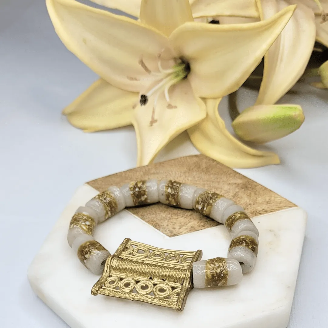 Zulana -  Milk Coffee | Sustainable Bracelet | African Recycled Glass