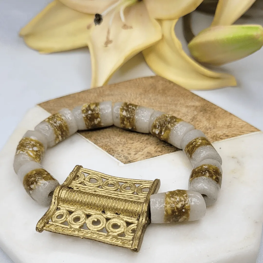 Zulana -  Milk Coffee | Sustainable Bracelet | African Recycled Glass